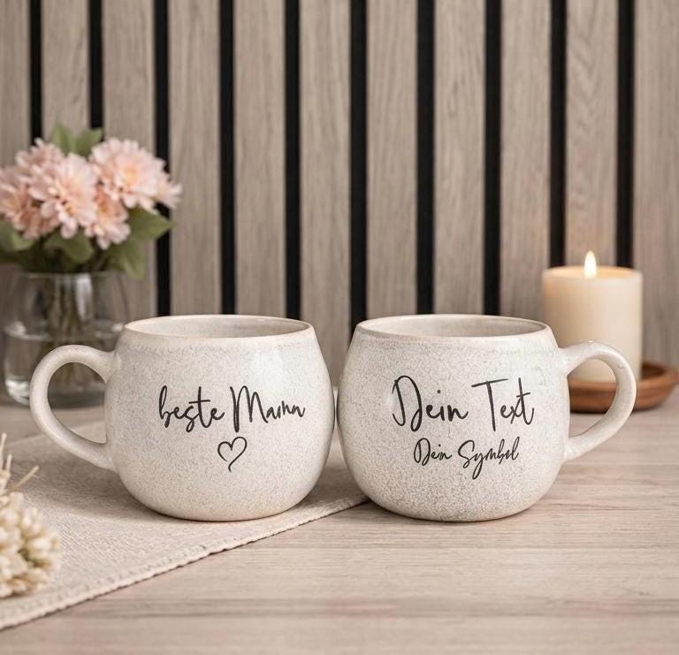 Personalisierte Tasse mit Gravur Namen | Geschenk für Mama | Geburtstagsgeschenk Frau | individuelle Keramiktasse