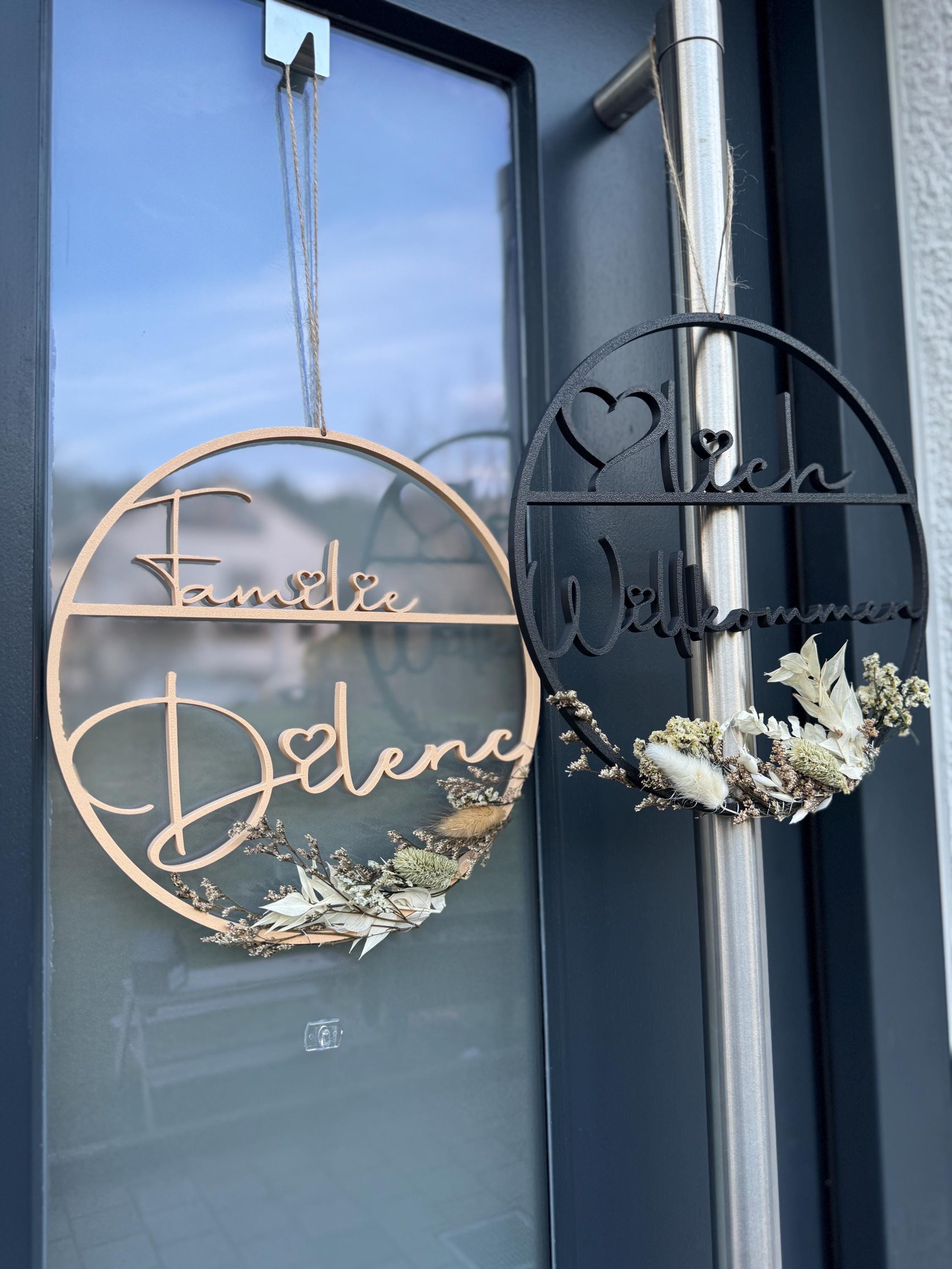Türschild personalisiert / Familienschild  / 3D / 3D-Druck / Nach Wunsch / Namenstürschild / mit Deko / personalisiertes Geschenk / Türkranz