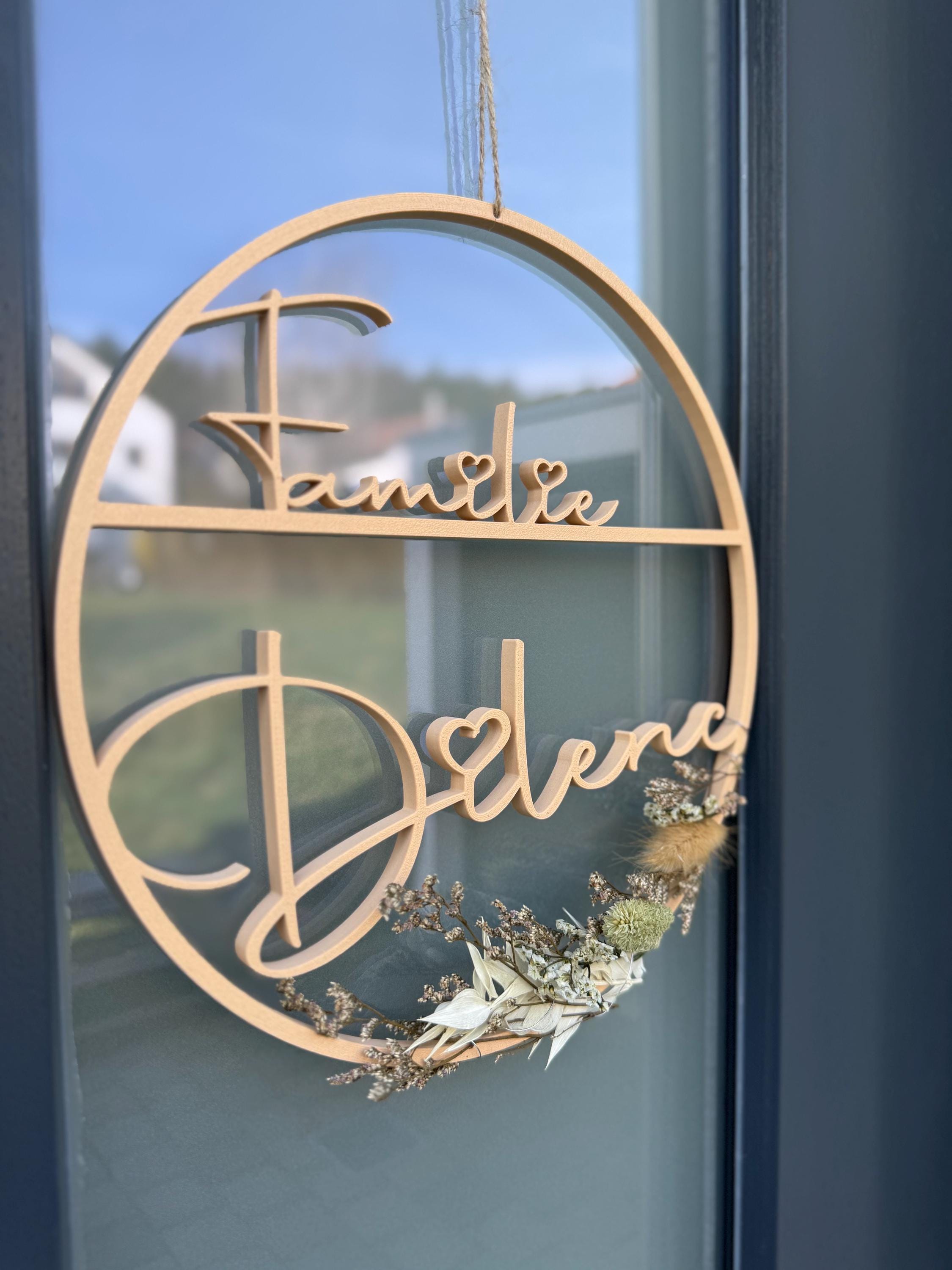 Türschild personalisiert / Familienschild  / 3D / 3D-Druck / Nach Wunsch / Namenstürschild / mit Deko / personalisiertes Geschenk / Türkranz