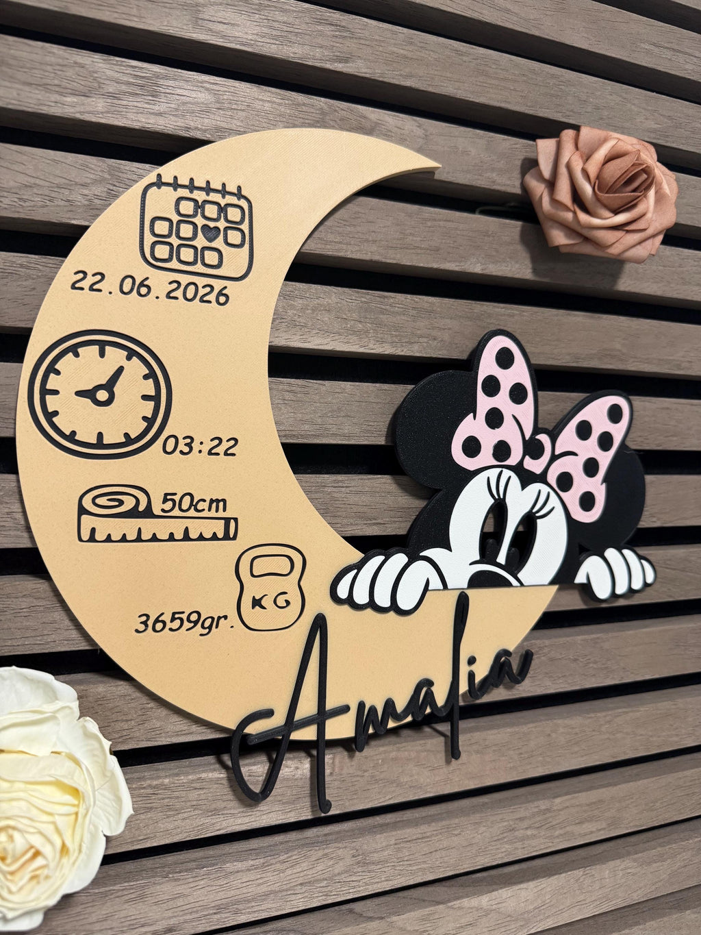 Personalisierte Geburtsanzeige & Geburtsschild | Geschenk zur Geburt | 3D Druck Baby Namensschild | Baby Geschenk / Deko | Individuell | (etsy image id: 7852112586)
