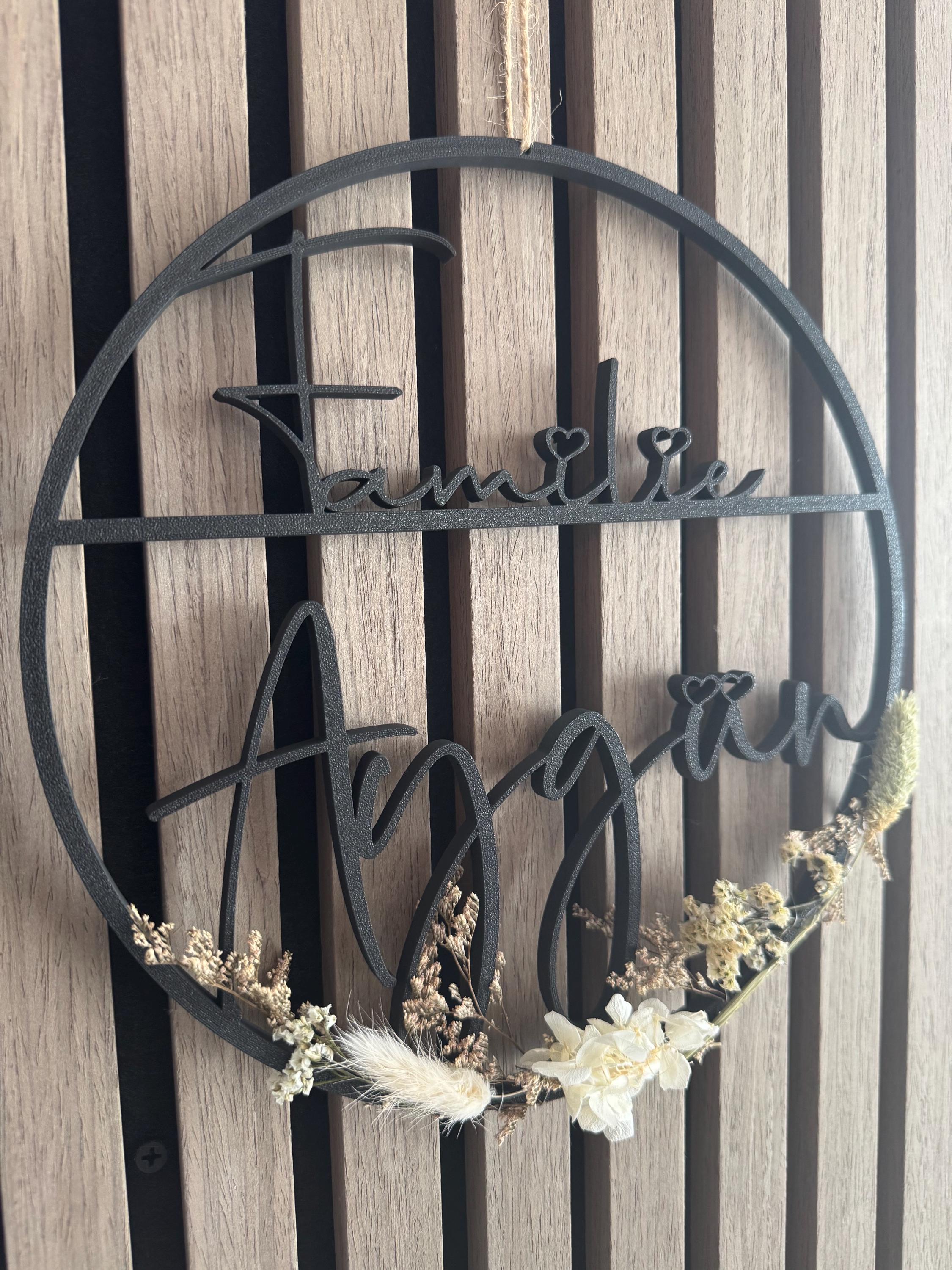 Türschild personalisiert / Familienschild  / 3D / 3D-Druck / Nach Wunsch / Namenstürschild / mit Deko / personalisiertes Geschenk / Türkranz (etsy image id: 7919896070)