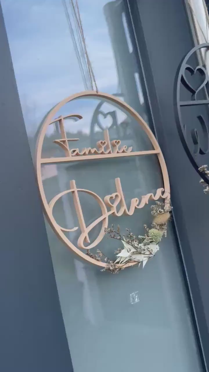 Türschild personalisiert / Familienschild  / 3D / 3D-Druck / Nach Wunsch / Namenstürschild / mit Deko / personalisiertes Geschenk / Türkranz